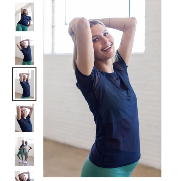 NWT SAVVI MD Navy Blue Mesh SALT Short Sleeve Shirt - Picture 4 of 15